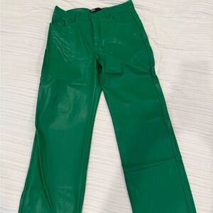 Zara Emerald Leather Trousers